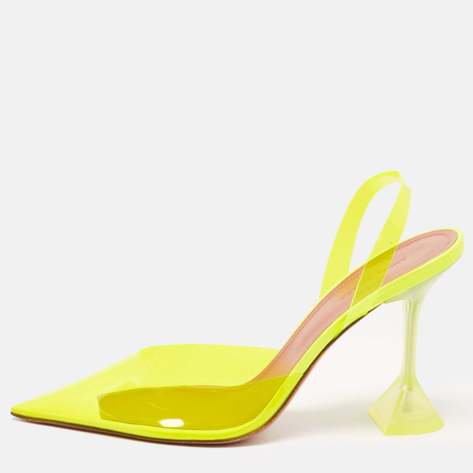 Amina Muaddi Yellow PVC Holli Glass Slingback Pumps Size 40.5, Pumps - Luxury Closet catalog