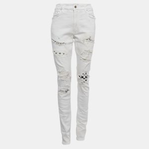 Amiri White Distressed Denim Skinny Jeans L Waist 31", Jeans - Luxury Closet catalog
