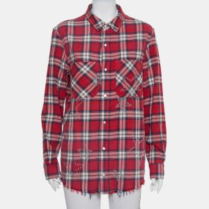 Amiri Red Plaided Flannel Studded Star Detail Shirt M, Shirts & Tops - Luxury Closet catalog