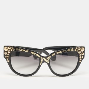 Anna-Karin Karlsson Black Gradient Mademoiselle dOr Studded Cat Eye Sunglasses, Sunglasses - Luxury Closet catalog