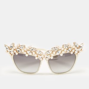 Anna-Karin Karlsson White/Grey Gradient Tears of The Moon Cat-Eye Sunglasses, Sunglasses - Luxury Closet catalog