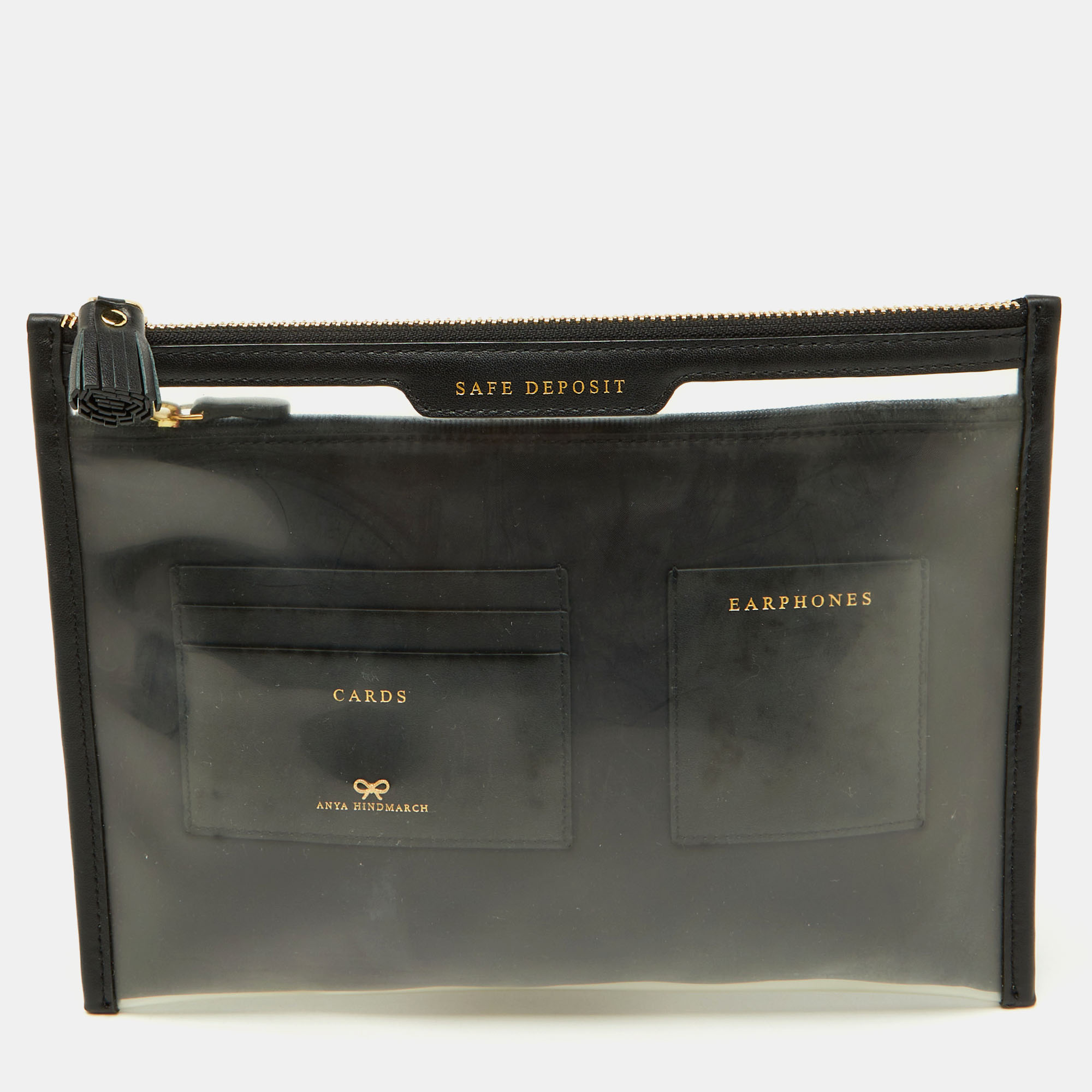Anya Hindmarch Transparent/Black Pvc and Leather Clutch, Clutches & Special Occasion Bags - Luxury Closet catalog