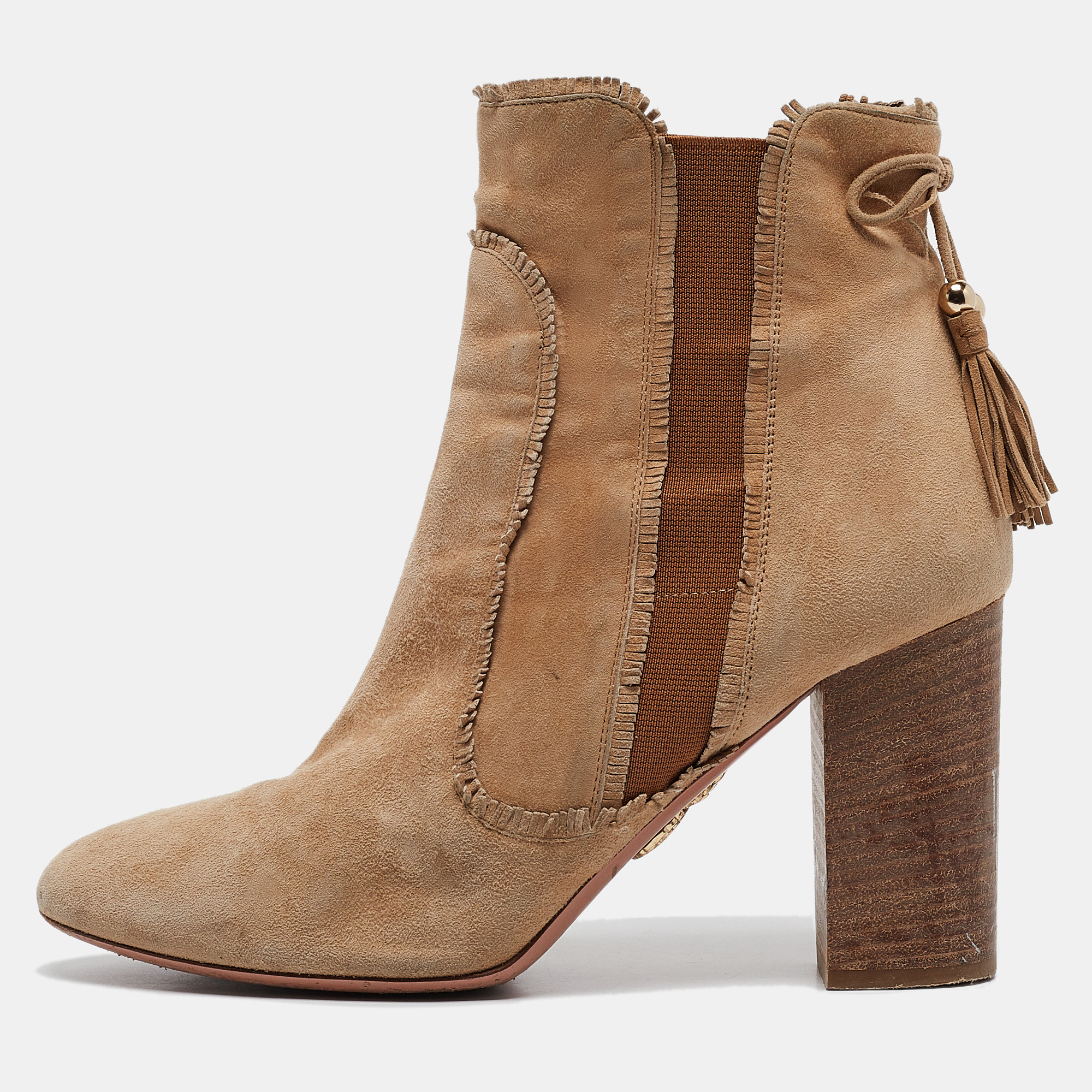 Aquazzura Brown Suede Tassel Accents Boots Size 39, Boots - Luxury Closet catalog
