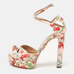Aquazzura Multicolor Cherry Blossom Print Fabric Harlow Pearls Platform Sandals Size 39, Sandals - Luxury Closet catalog