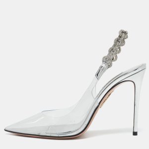Aquazzura Transparent PVC Crystal Embellished Love Link Pumps Size 38, Pumps - Luxury Closet catalog