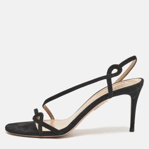Aquazzura Black Suede Serpentine Strappy Slingback Sandals Size 36.5, Sandals - Luxury Closet catalog