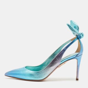 Aquazzura Two Tone Leather Bow Tie Pumps Size 37.5, Pumps - Luxury Closet catalog