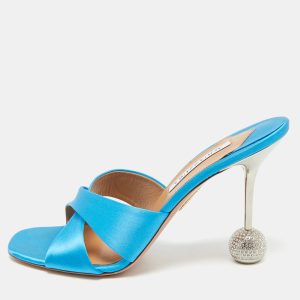 Aquazzura Blue Satin Darling Slide Sandals Size 41, Sandals - Luxury Closet catalog