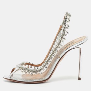 Aquazzura Silver PVC Temptation Peep Toe Pumps Size 39.5, Pumps - Luxury Closet catalog