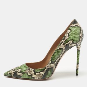 Aquazzura Green/Brown Snakeskin Leather Purist Pumps Size 39.5, Pumps - Luxury Closet catalog