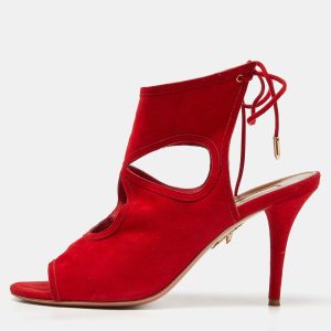 Aquazzura Red Suede Sexy Thing Cutout Sandals Size 40, Sandals - Luxury Closet catalog