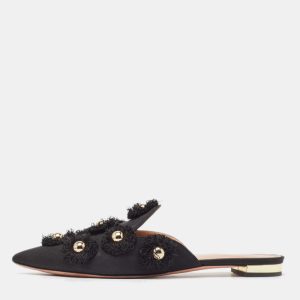 Aquazzura Black Canvas Sunflower Mules Size 36, Sandals - Luxury Closet catalog