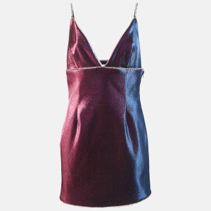 Area Multicolor Lurex Studded V-Neck Mini Dress L, Dresses - Luxury Closet catalog