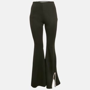 AREA Black Crystal Embellished Jersey Cut-Out Waist Flared Trousers S, Clothing - Luxury Closet catalog