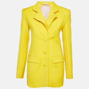 AREA Yellow Wool Crystal Back Open Back Mini Blazer Dress XS/S, Dresses - Luxury Closet catalog