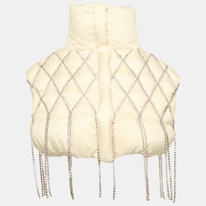 Area X Dingyun Zhang Cream Crystal Embellished Nylon Quilted Down Puffer Waistcoat M, Coats & Jackets - Luxury Closet catalog