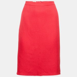 Armani Collezioni Red Checked Pattern Silk Knee-Length Skirt L, Skirts - Luxury Closet catalog