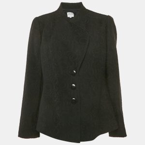 Armani Collezioni Black Jacquard Wool Button Front Blazer L, Coats & Jackets - Luxury Closet catalog