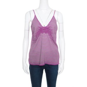 Armani Collezioni Purple Striped Knit Noodle Strap Top L, Shirts & Tops - Luxury Closet catalog
