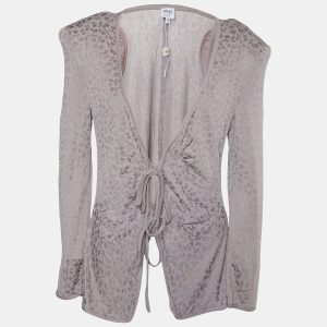 Armani Collezioni Light Lavender Floral Jacquard Knit Tie Front Shrug L, Sweaters & Cardigans - Luxury Closet catalog
