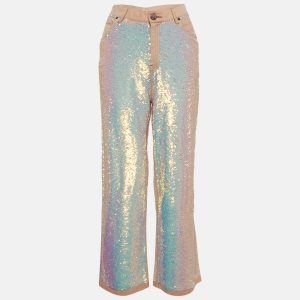 Ashish Pink Cotton Sequin Straight Leg Jeans M Waist 28", Jeans - Luxury Closet catalog