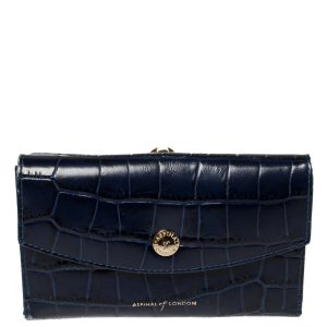 Aspinal Of London Blue Crocodile Embossed Leather Bifold Wallet, Wallets & Money Clips - Luxury Closet catalog