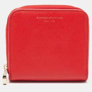 Aspinal Of London Red Leather Zip Around Compact Wallet, Wallets & Money Clips - Luxury Closet catalog