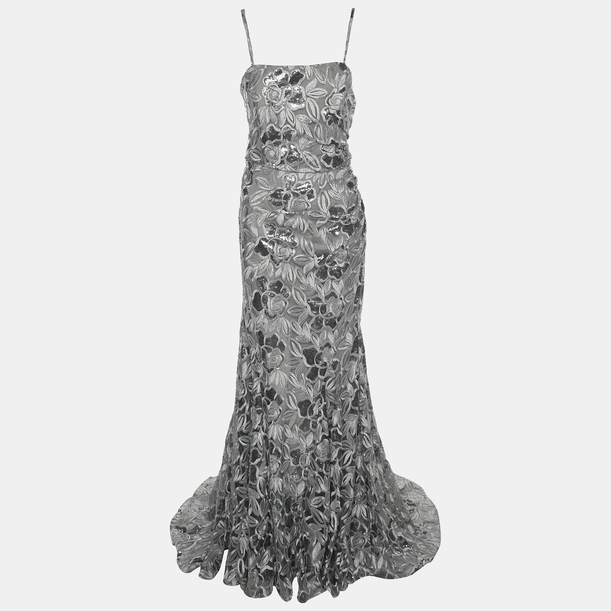 Badgley Mishka Silver Sequin Mesh Embellished Dress M, Dresses - Luxury Closet catalog