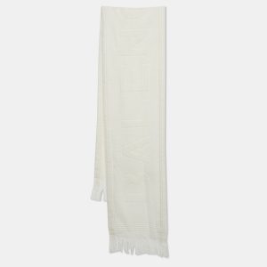 Balenciaga White Logo Detail Cotton Tennis Spugna Scarf, Scarves & Shawls - Luxury Closet catalog
