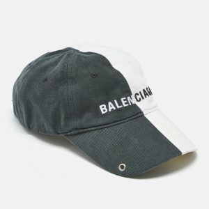 Balenciaga White/Black Logo Embroidered Cotton 50/50 Baseball Cap L, Luggage Accessories - Luxury Closet catalog