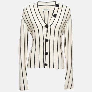 Balenciaga Cream Striped Silk Knit Cardigan M, Sweaters & Cardigans - Luxury Closet catalog