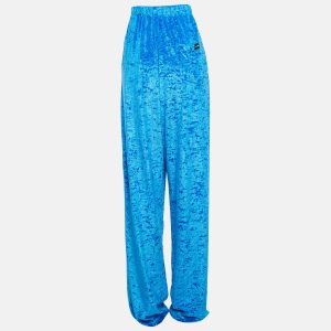 Balenciaga Blue Velour Wide-Leg Pants M, Clothing - Luxury Closet catalog