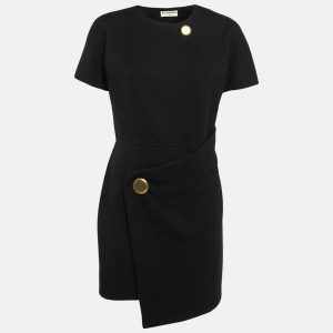 Balenciaga Black Wool Wrap Detail Asymmetric Hem Mini Dress M, Dresses - Luxury Closet catalog