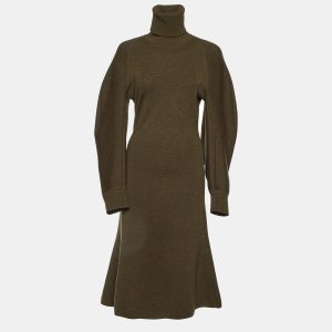 Balenciaga Green Wool Knit Turtle Neck Midi Dress S, Dresses - Luxury Closet catalog