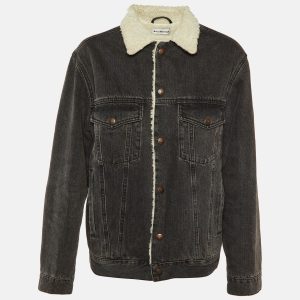 Balenciaga Black Denim Button Front Shearling Jacket S, Coats & Jackets - Luxury Closet catalog