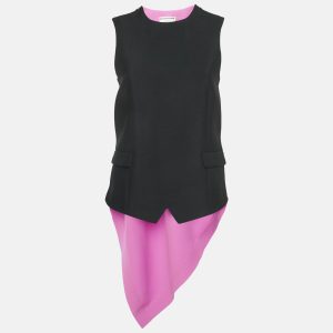 Balenciaga Pink/Black Wool and Crepe Asymmetric Sleeveless Top M, Shirts & Tops - Luxury Closet catalog