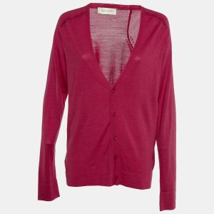 Balenciaga Pink Wool & Silk Knit Button Front Cardigan L, Sweaters & Cardigans - Luxury Closet catalog
