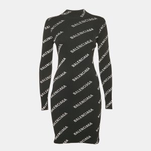 Balenciaga Black All-Over Print Rib Knit Bodycon M, Dresses - Luxury Closet catalog