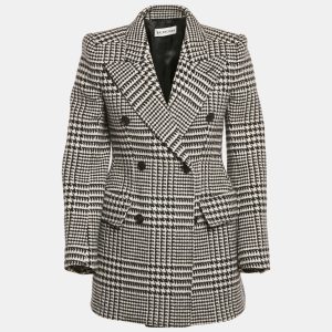 Balenciaga Black/White Houndstooth Wool Hourglass Blazer S, Coats & Jackets - Luxury Closet catalog