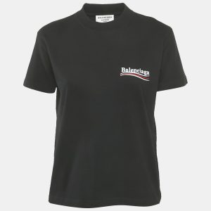 Balenciaga Black Logo Embroidery Cotton Crewneck Small Fit T-Shirt L, Shirts & Tops - Luxury Closet catalog