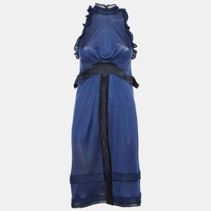 Balenciaga Navy Blue Silk Knit Ruffle Knit Mini Dress M, Dresses - Luxury Closet catalog