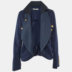 Balenciaga Navy Blue Crepe Panelled Button Detail Jacket M, Coats & Jackets - Luxury Closet catalog