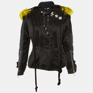 Balenciaga Black Cotton Detachable Fur Hood Button Detail Jacket M, Coats & Jackets - Luxury Closet catalog