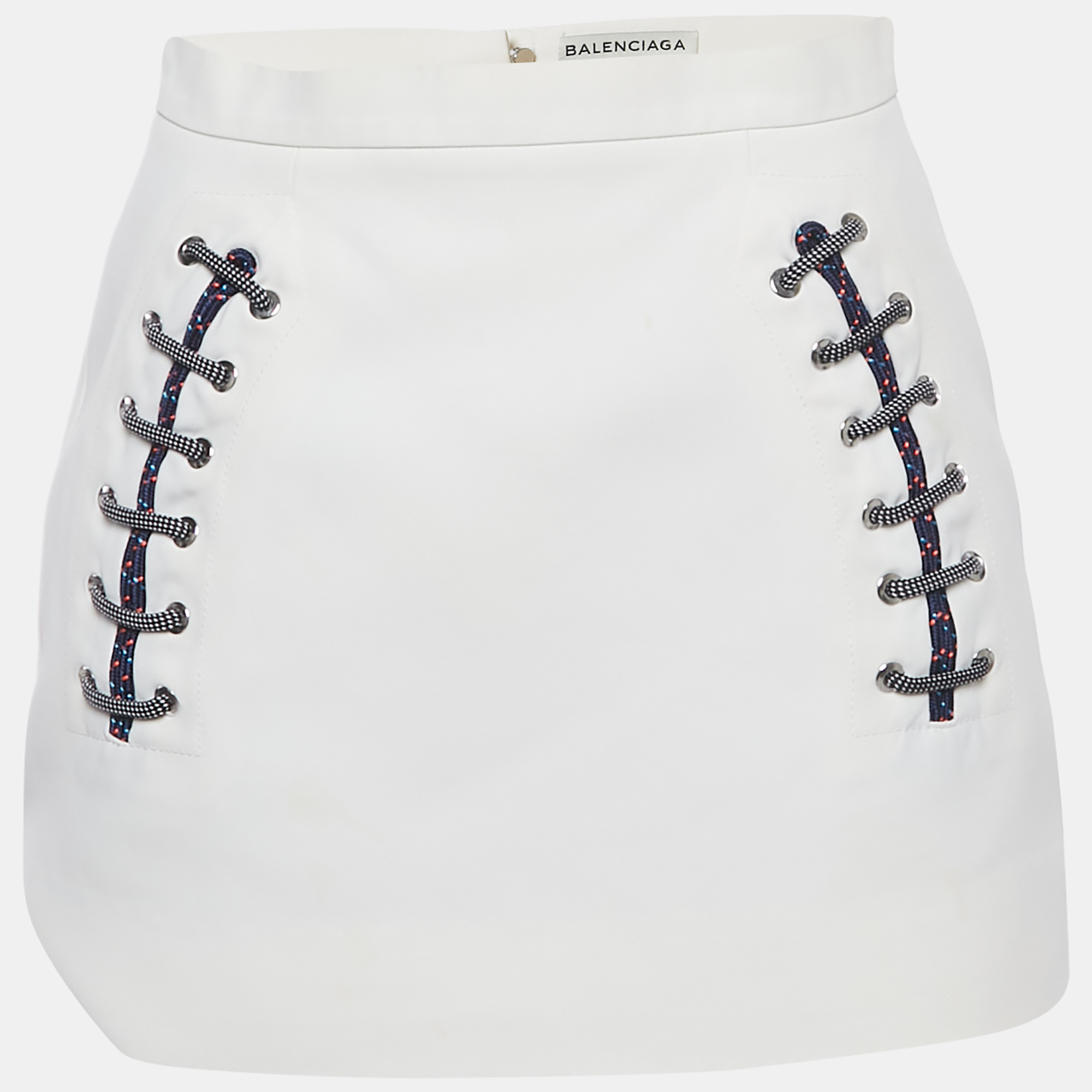 Balenciaga White Crepe Lace-Up Mini Skirt M, Skirts - Luxury Closet catalog