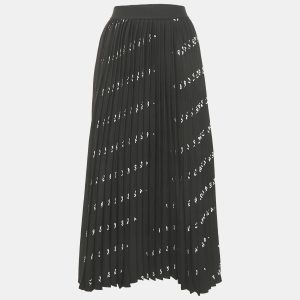 Balenciaga Black All-Over Logo Print Knit Pleated Midi Skirt M, Skirts - Luxury Closet catalog
