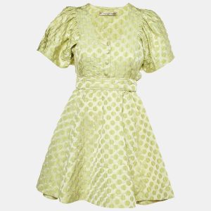 Balenciaga Green Dotted Silk Jacquard Midi Dress M, Dresses - Luxury Closet catalog