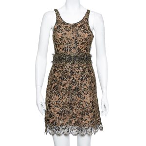 Balenciaga Black & Gold Lace Sleeveless Mini Dress S, Dresses - Luxury Closet catalog
