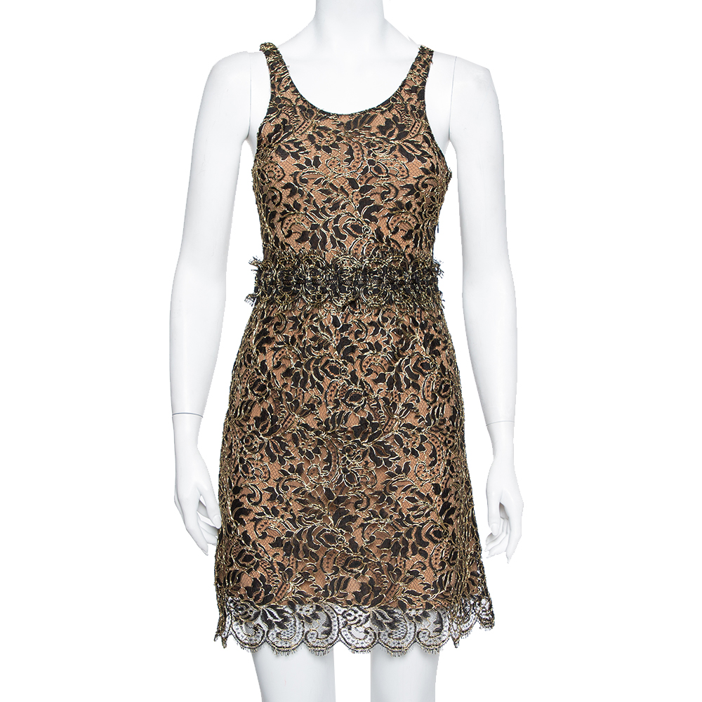 Balenciaga Black & Gold Lace Sleeveless Mini Dress S, Dresses - Luxury Closet catalog