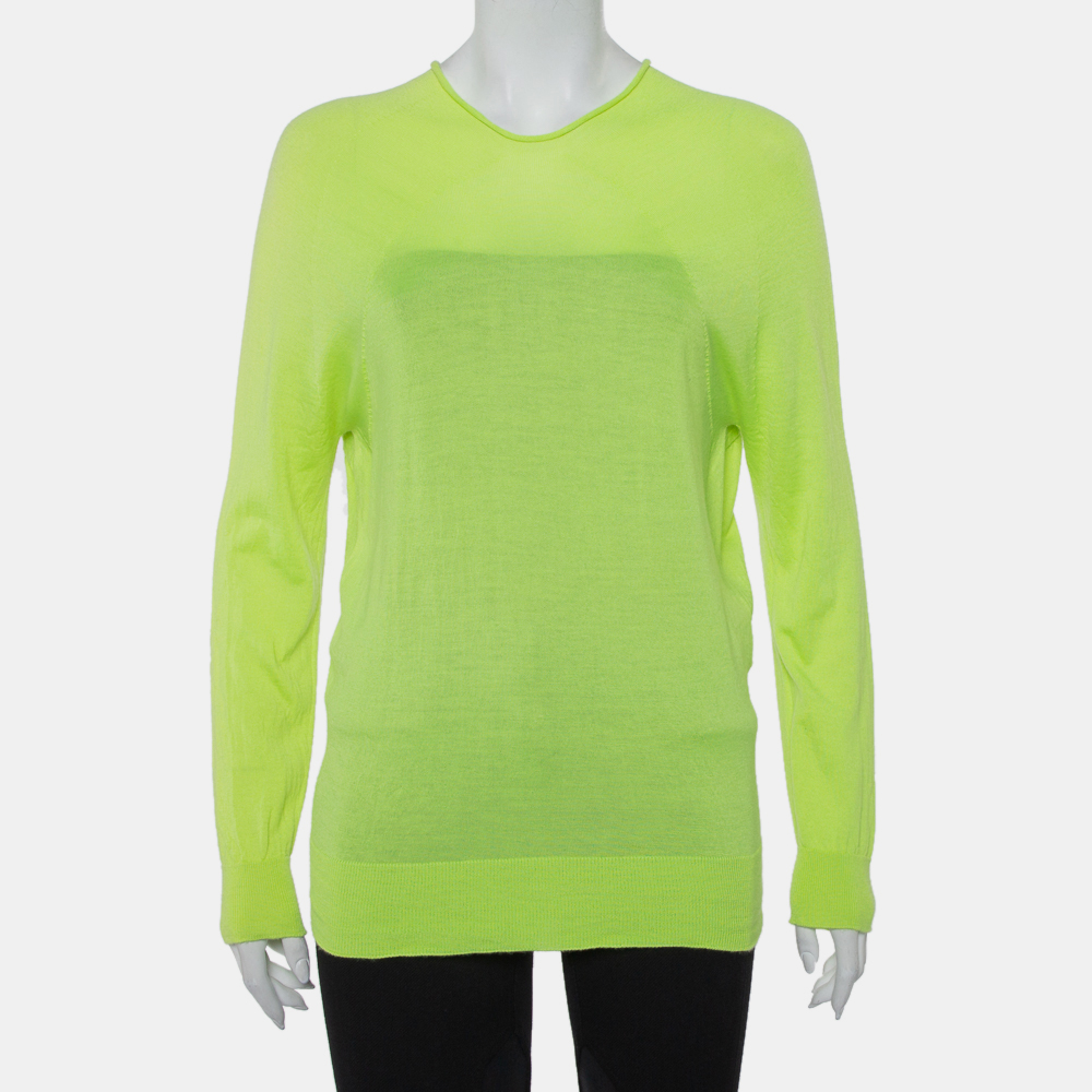 Balenciaga Neon Green Cashmere Oversized Pullover S, Sweaters & Cardigans - Luxury Closet catalog