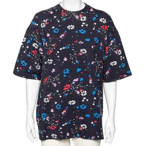 Balenciaga Navy Blue Floral Printed Cotton Oversized Short Sleeve T-Shirt M, Shirts & Tops - Luxury Closet catalog